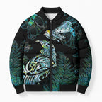 Aotearoa Maori Mahuru Bomber Puffer Jacket Spring Time - Paua Shell Green