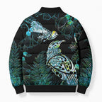 Aotearoa Maori Mahuru Bomber Puffer Jacket Spring Time - Paua Shell Green