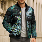 Aotearoa Maori Mahuru Bomber Puffer Jacket Spring Time - Paua Shell Green