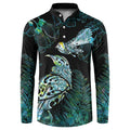 Aotearoa Maori Mahuru Button Sweatshirt Spring Time - Paua Shell Green