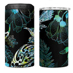 Aotearoa Maori Mahuru 4 in 1 Can Cooler Tumbler Spring Time - Paua Shell Green