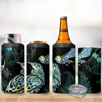 Aotearoa Maori Mahuru 4 in 1 Can Cooler Tumbler Spring Time - Paua Shell Green