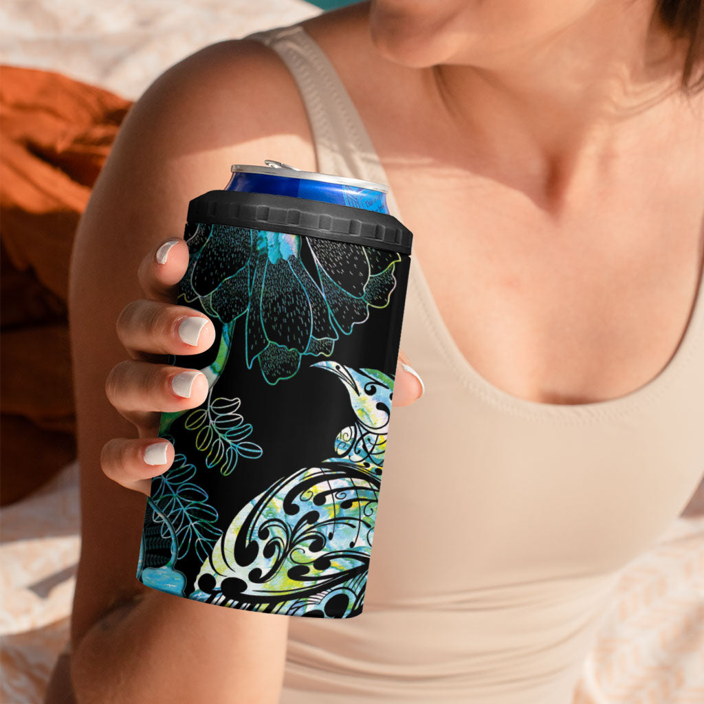 Aotearoa Maori Mahuru 4 in 1 Can Cooler Tumbler Spring Time - Paua Shell Green