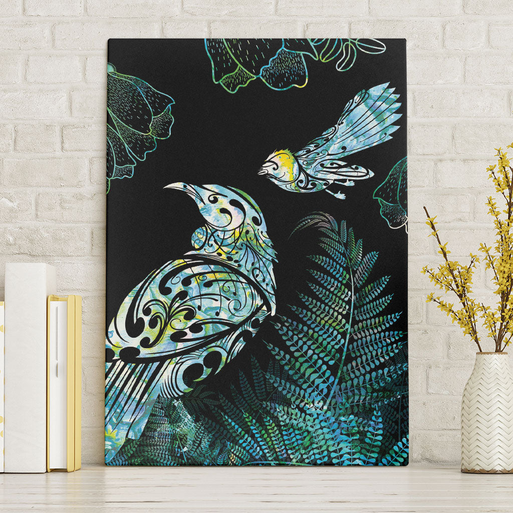 Aotearoa Maori Mahuru Canvas Wall Art Spring Time - Paua Shell Green