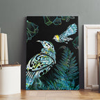 Aotearoa Maori Mahuru Canvas Wall Art Spring Time - Paua Shell Green