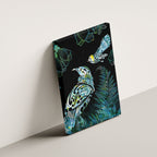 Aotearoa Maori Mahuru Canvas Wall Art Spring Time - Paua Shell Green