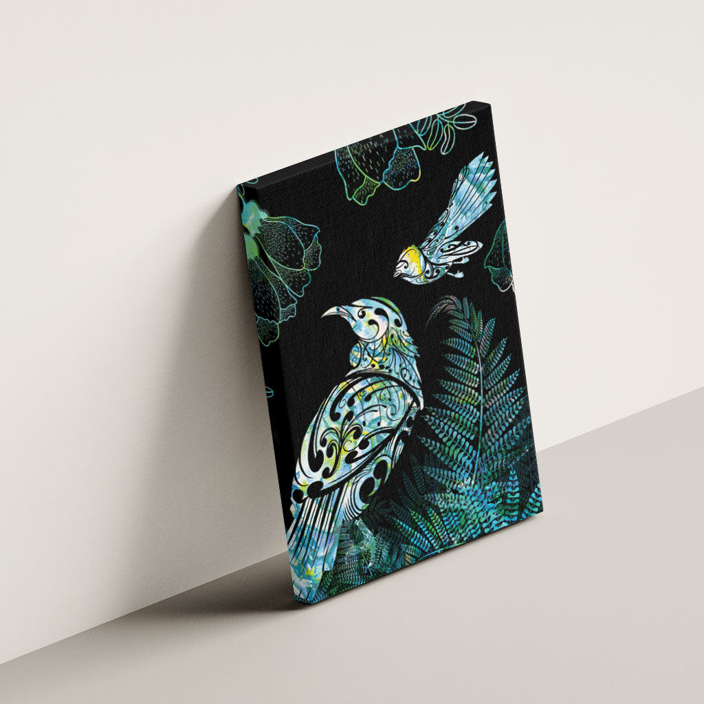 Aotearoa Maori Mahuru Canvas Wall Art Spring Time - Paua Shell Green