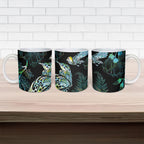 Aotearoa Maori Mahuru Ceramic Mug Spring Time - Paua Shell Green