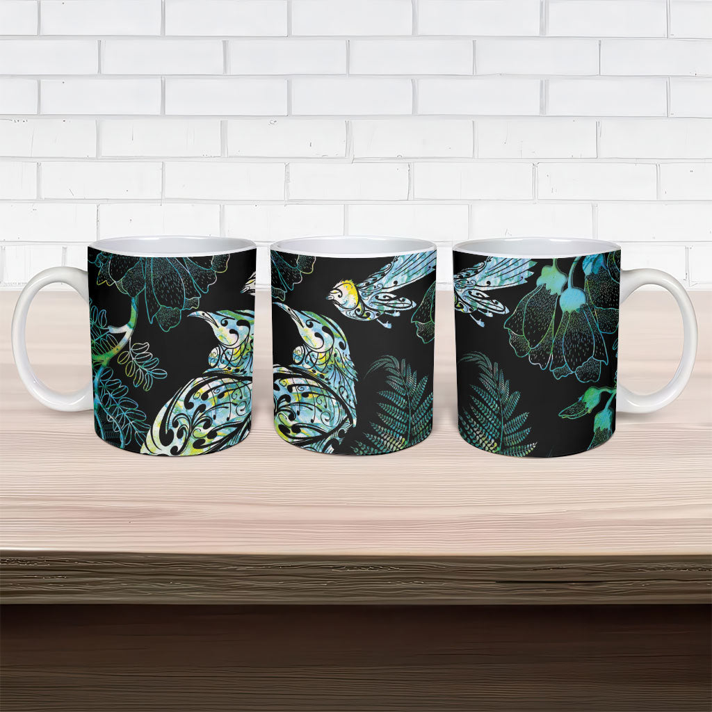 Aotearoa Maori Mahuru Ceramic Mug Spring Time - Paua Shell Green