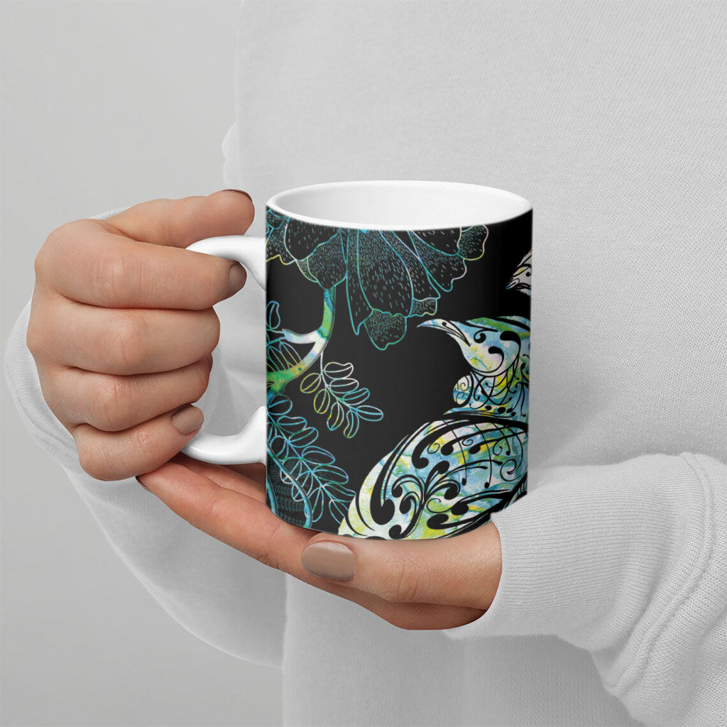 Aotearoa Maori Mahuru Ceramic Mug Spring Time - Paua Shell Green
