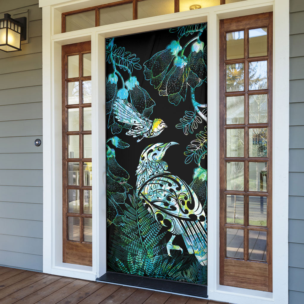 Aotearoa Maori Mahuru Door Cover Spring Time - Paua Shell Green