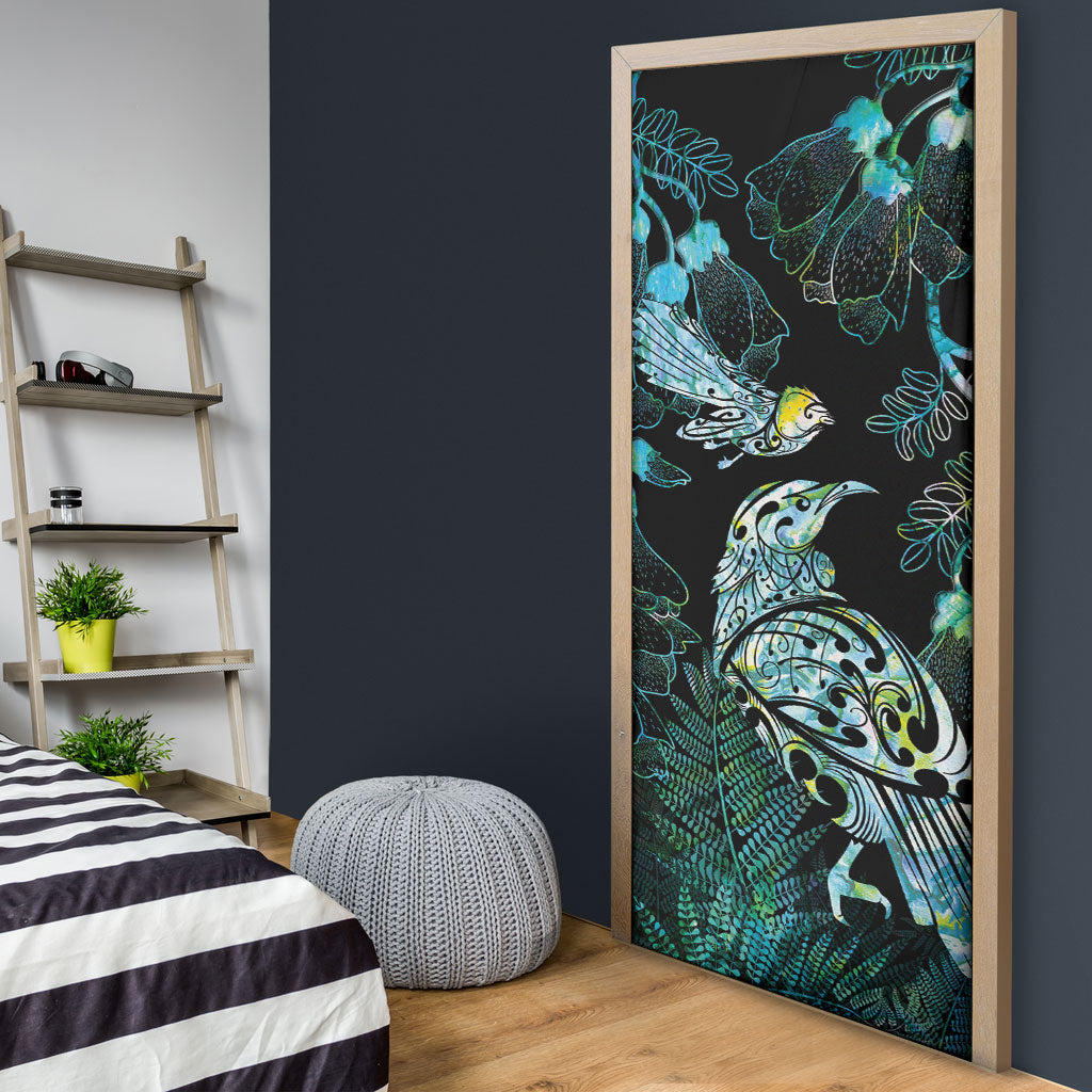 Aotearoa Maori Mahuru Door Cover Spring Time - Paua Shell Green