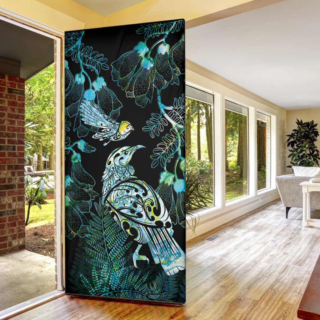Aotearoa Maori Mahuru Door Cover Spring Time - Paua Shell Green