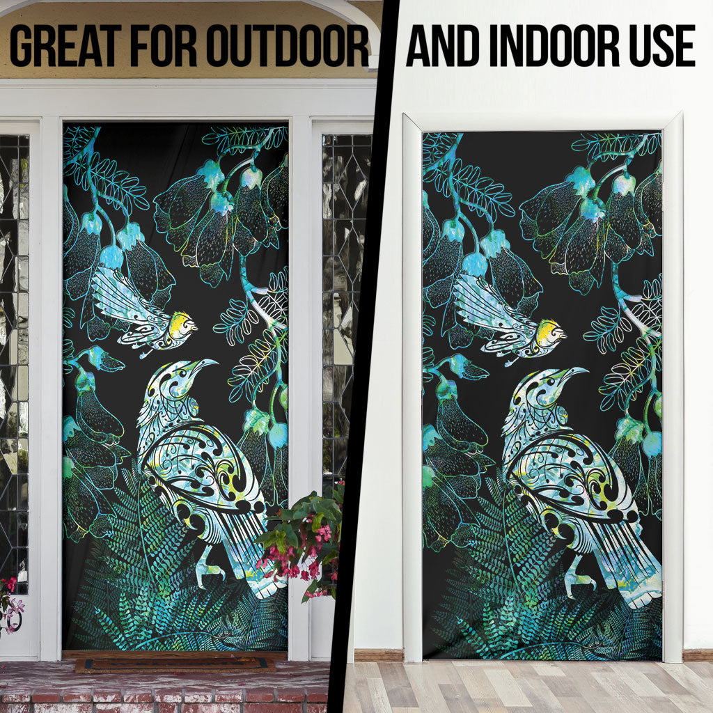 Aotearoa Maori Mahuru Door Cover Spring Time - Paua Shell Green