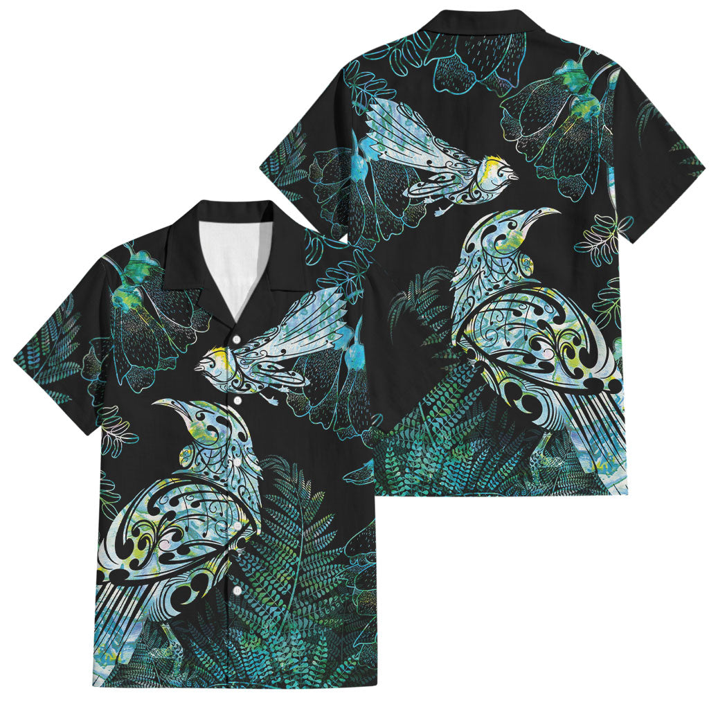 Aotearoa Maori Mahuru Family Matching Long Sleeve Bodycon Dress and Hawaiian Shirt Spring Time - Paua Shell Green