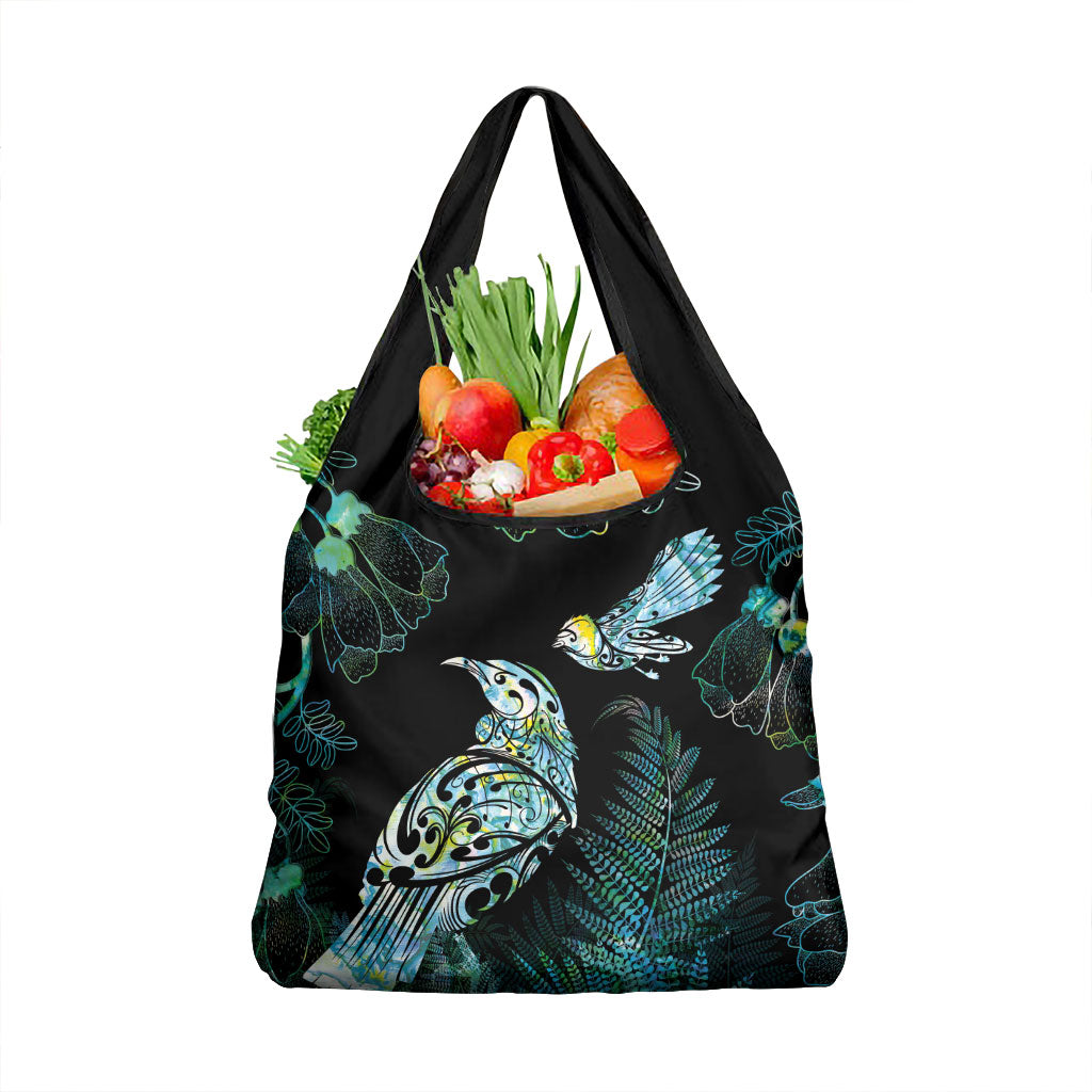 Aotearoa Maori Mahuru Grocery Bag Spring Time - Paua Shell Green