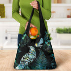 Aotearoa Maori Mahuru Grocery Bag Spring Time - Paua Shell Green