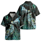Aotearoa Maori Mahuru Kid Hawaiian Shirt Spring Time - Paua Shell Green