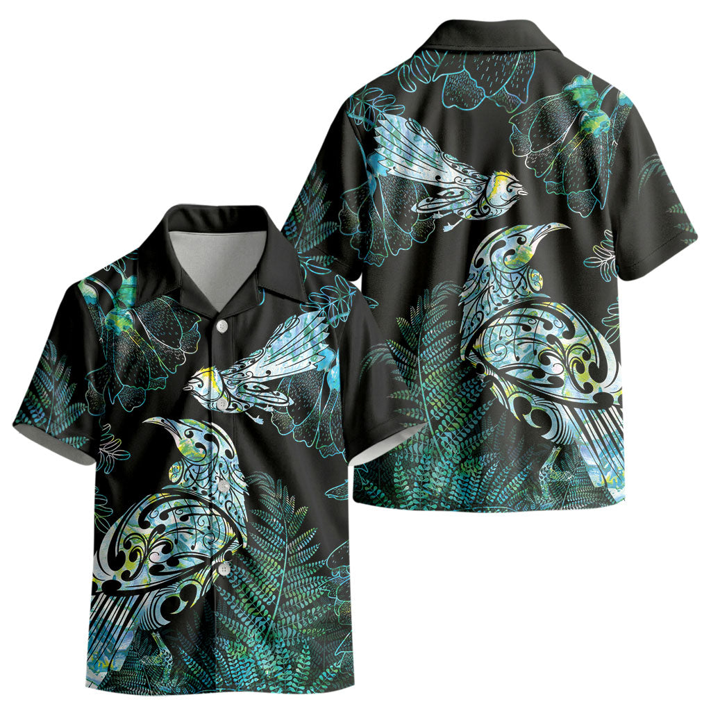 Aotearoa Maori Mahuru Kid Hawaiian Shirt Spring Time - Paua Shell Green