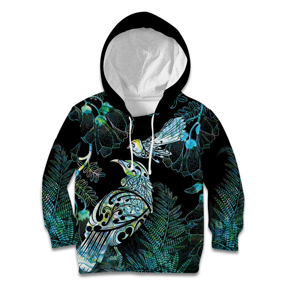 Aotearoa Maori Mahuru Kid Hoodie Spring Time - Paua Shell Green