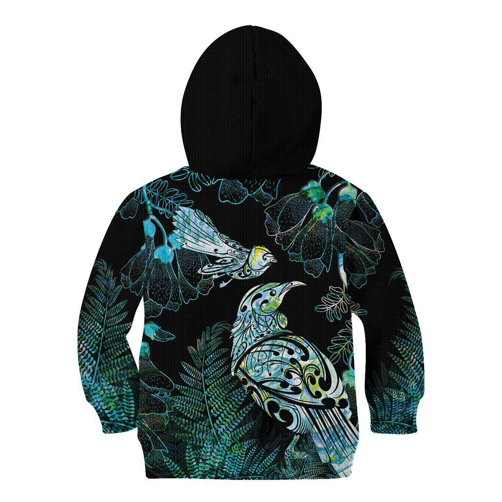 Aotearoa Maori Mahuru Kid Hoodie Spring Time - Paua Shell Green
