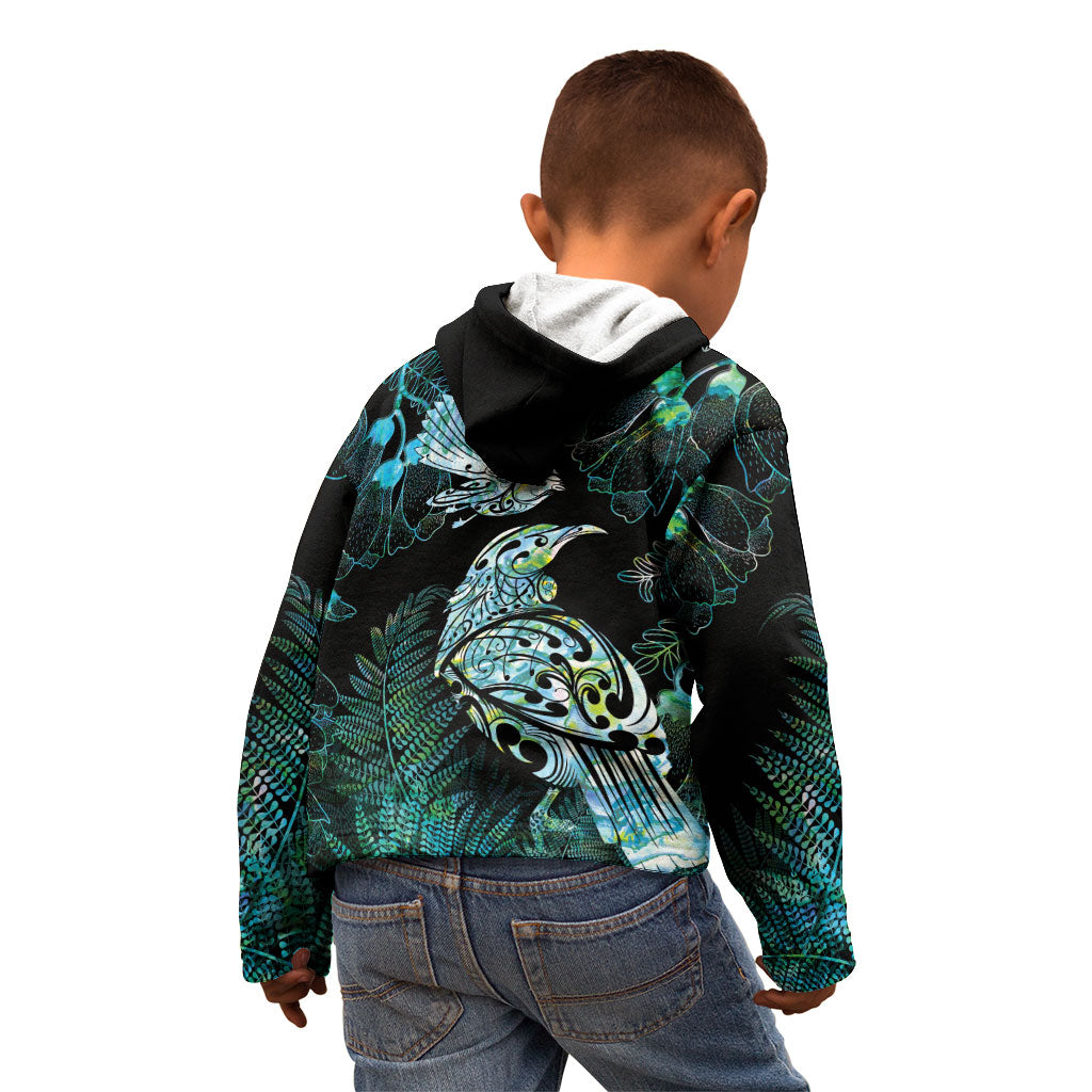 Aotearoa Maori Mahuru Kid Hoodie Spring Time - Paua Shell Green
