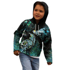 Aotearoa Maori Mahuru Kid Hoodie Spring Time - Paua Shell Green