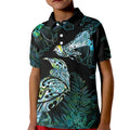 Aotearoa Maori Mahuru Kid Polo Shirt Spring Time - Paua Shell Green