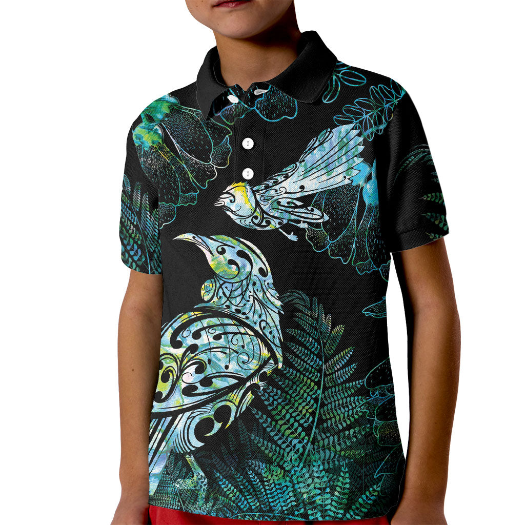 Aotearoa Maori Mahuru Kid Polo Shirt Spring Time - Paua Shell Green