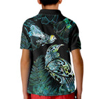 Aotearoa Maori Mahuru Kid Polo Shirt Spring Time - Paua Shell Green