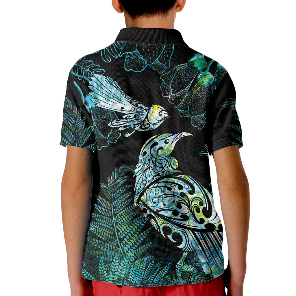 Aotearoa Maori Mahuru Kid Polo Shirt Spring Time - Paua Shell Green