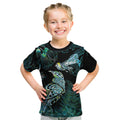 Aotearoa Maori Mahuru Kid T Shirt Spring Time - Paua Shell Green