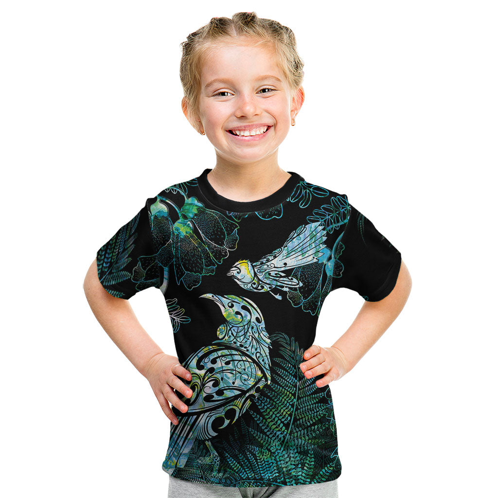 Aotearoa Maori Mahuru Kid T Shirt Spring Time - Paua Shell Green