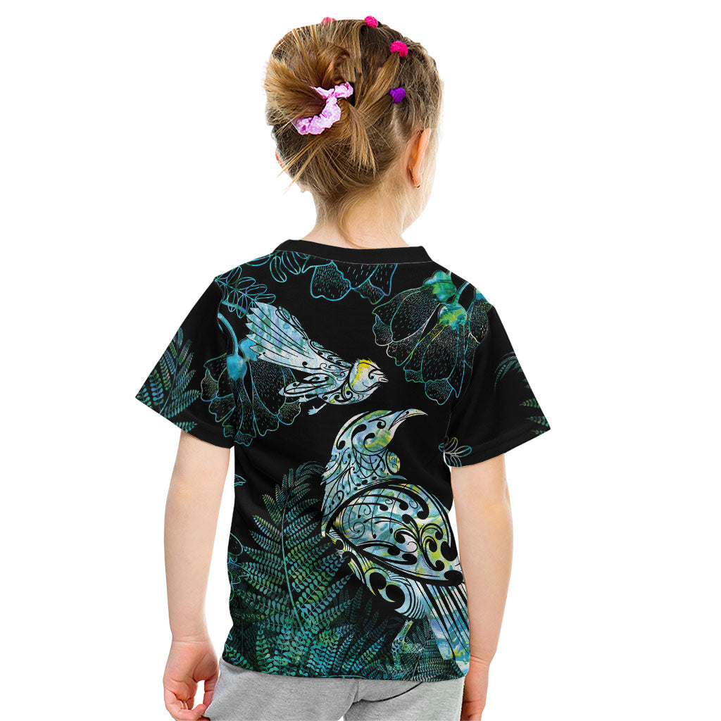 Aotearoa Maori Mahuru Kid T Shirt Spring Time - Paua Shell Green