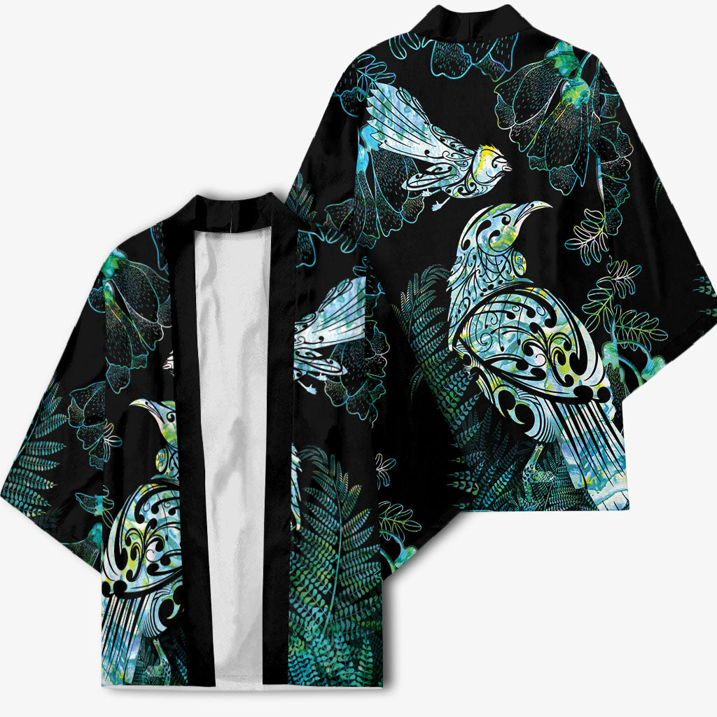 Aotearoa Maori Mahuru Kimono Spring Time - Paua Shell Green