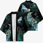 Aotearoa Maori Mahuru Kimono Spring Time - Paua Shell Green