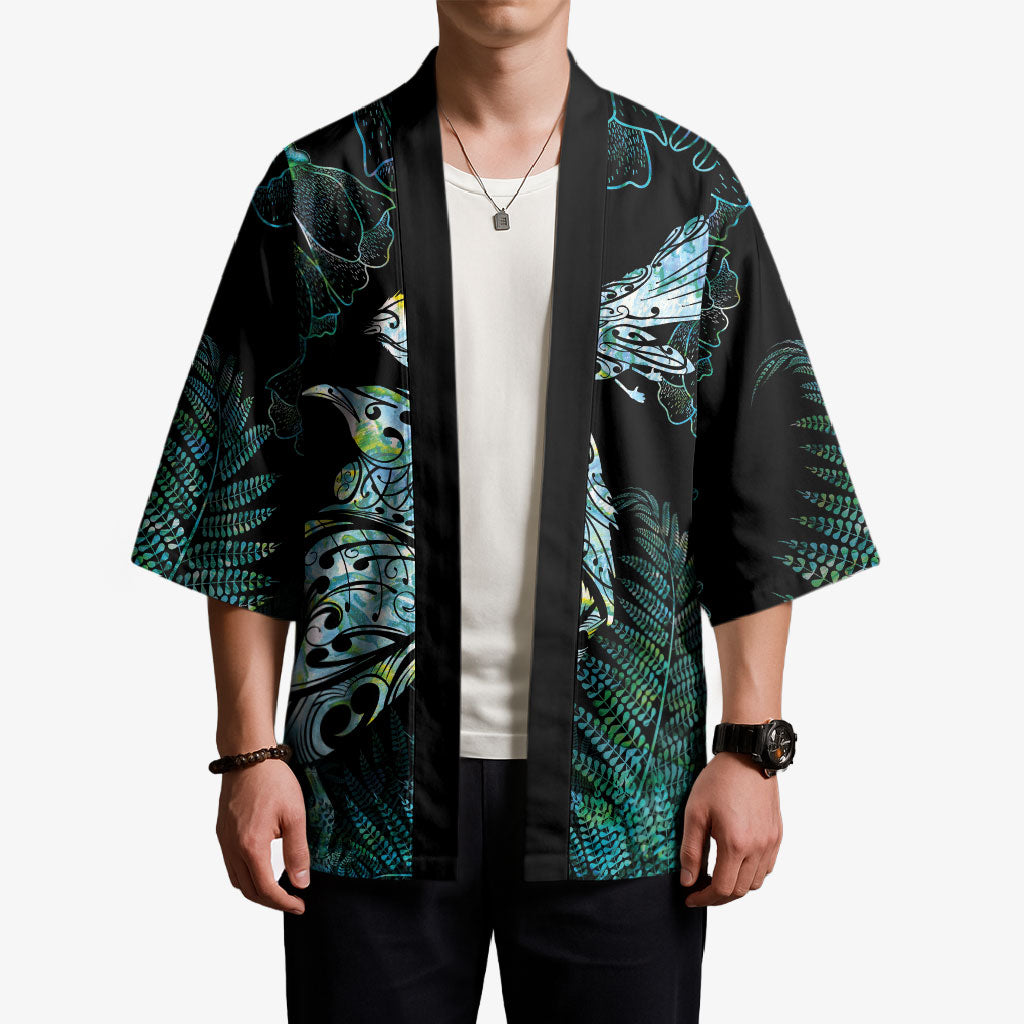 Aotearoa Maori Mahuru Kimono Spring Time - Paua Shell Green
