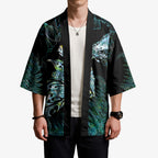 Aotearoa Maori Mahuru Kimono Spring Time - Paua Shell Green