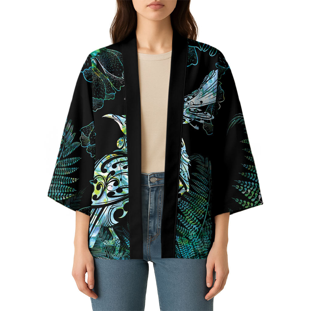 Aotearoa Maori Mahuru Kimono Spring Time - Paua Shell Green