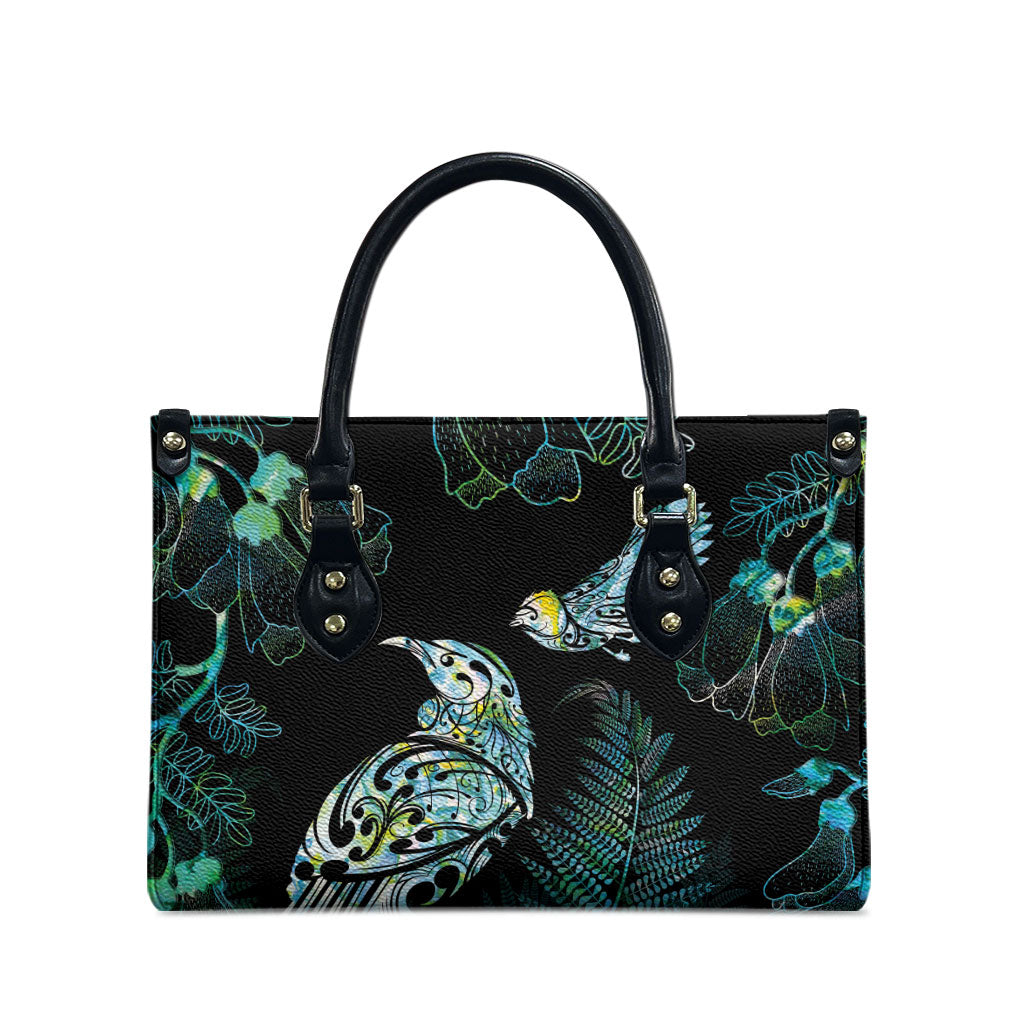 Aotearoa Maori Mahuru Leather Bag Spring Time - Paua Shell Green