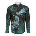 Aotearoa Maori Mahuru Long Sleeve Button Shirt Spring Time - Paua Shell Green