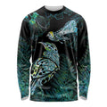 Aotearoa Maori Mahuru Long Sleeve Shirt Spring Time - Paua Shell Green