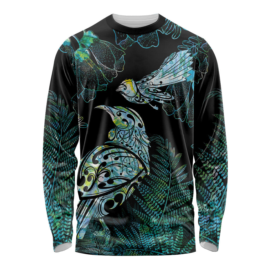 Aotearoa Maori Mahuru Long Sleeve Shirt Spring Time - Paua Shell Green