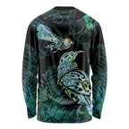 Aotearoa Maori Mahuru Long Sleeve Shirt Spring Time - Paua Shell Green