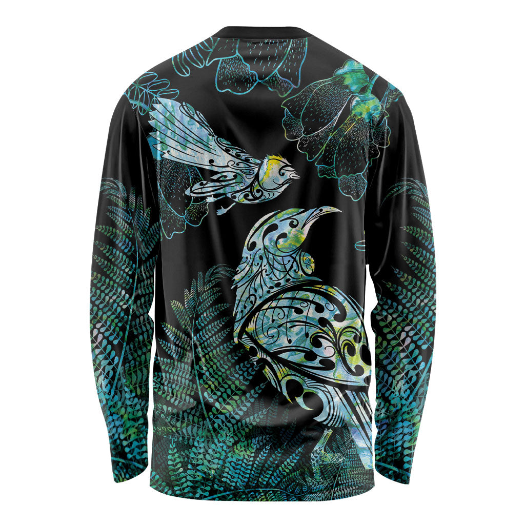 Aotearoa Maori Mahuru Long Sleeve Shirt Spring Time - Paua Shell Green
