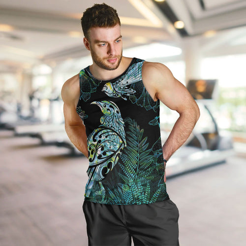 Aotearoa Maori Mahuru Men Tank Top Spring Time - Paua Shell Green
