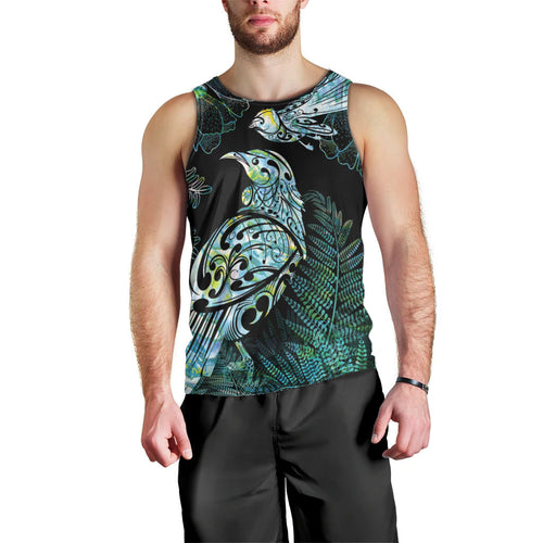 Aotearoa Maori Mahuru Men Tank Top Spring Time - Paua Shell Green