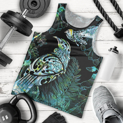 Aotearoa Maori Mahuru Men Tank Top Spring Time - Paua Shell Green