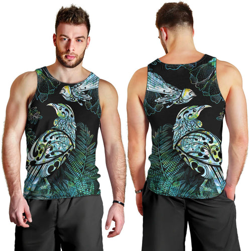 Aotearoa Maori Mahuru Men Tank Top Spring Time - Paua Shell Green