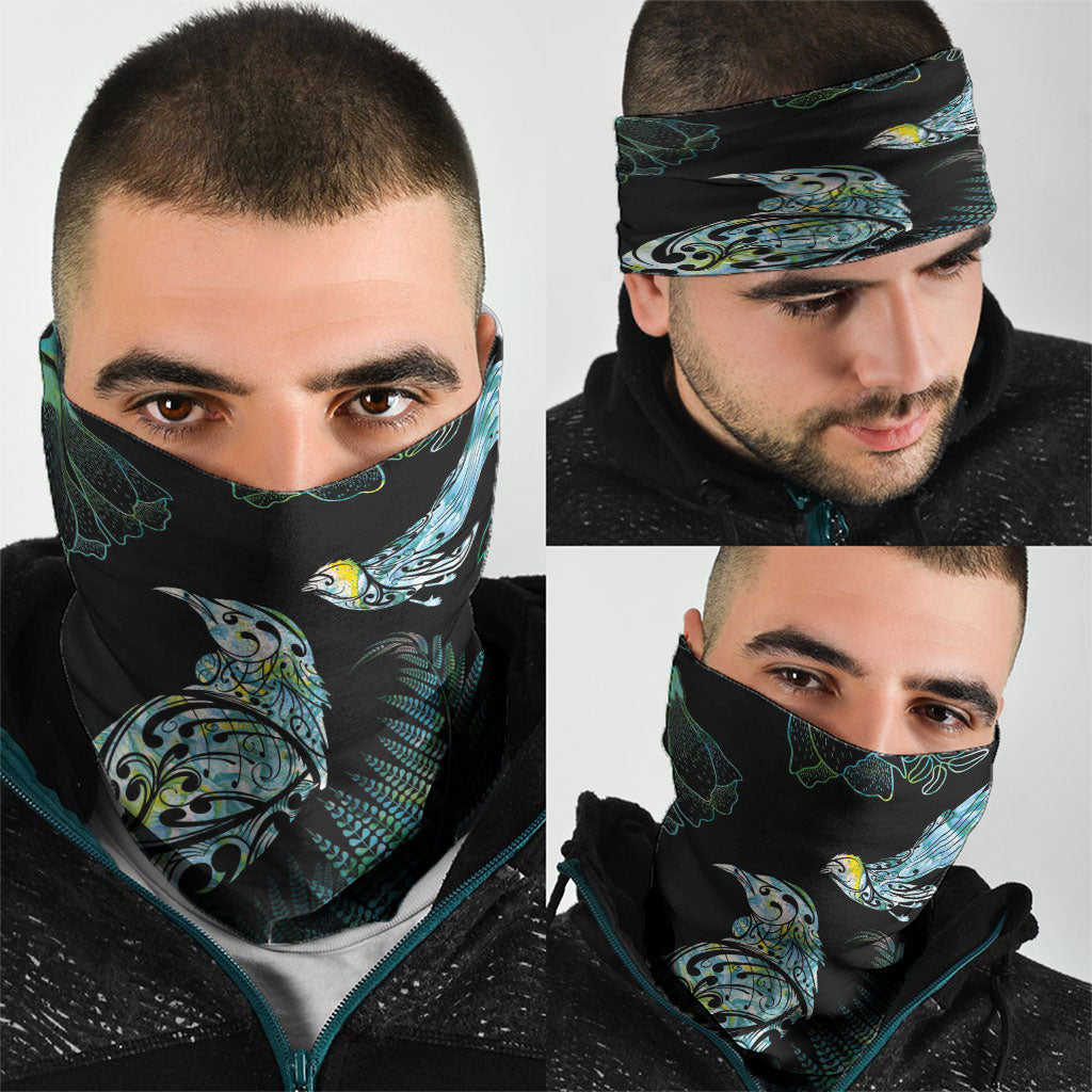 Aotearoa Maori Mahuru Neck Gaiter Spring Time - Paua Shell Green
